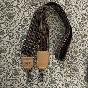Consuela Multicolor Striped Adjustable Bag Strap - Tan Leather